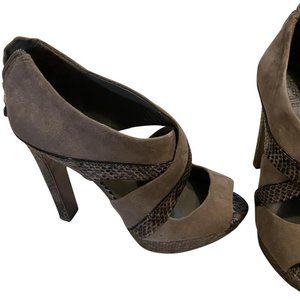 Tory Burch Taupe Beige Open Toe Booties Sandals